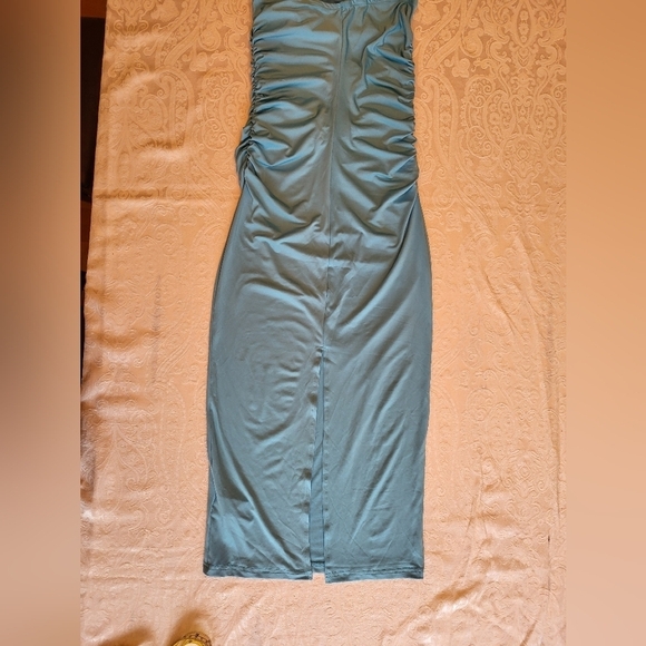 SHEIN Blue Maxi Dress With Ruching and Rosette, Size Small - Picture 10 of 14